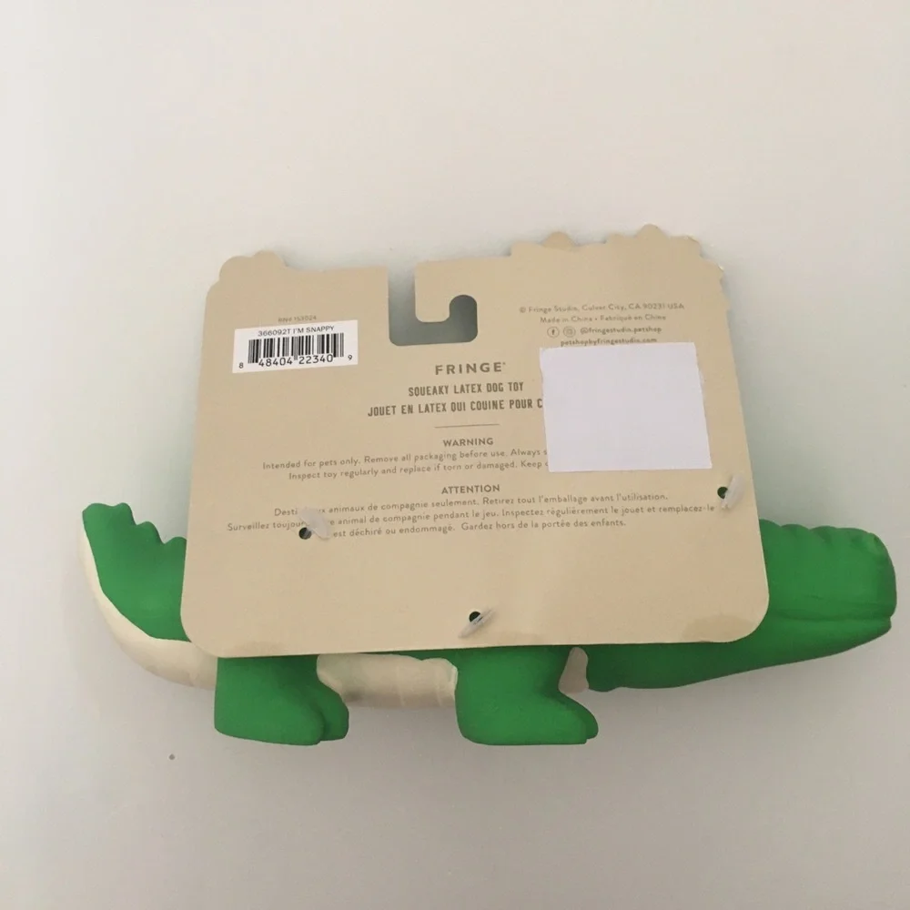 NEW Dog Toy Latex with Squeaker Green “I’m Snappy” | Fringe